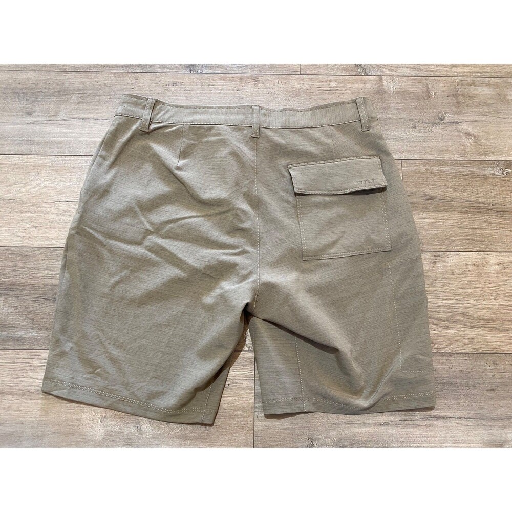 BYLT Kinetic Mens 34X9 Tan Stretch Golf Performance Chino Shorts Zipper Pocket - Picture 8 of 9